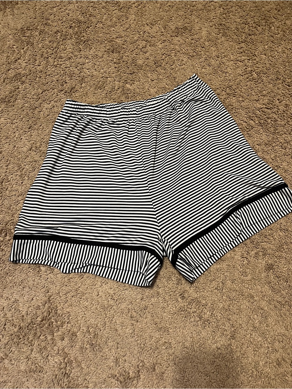 Black & White Striped Women's Lounge Shorts